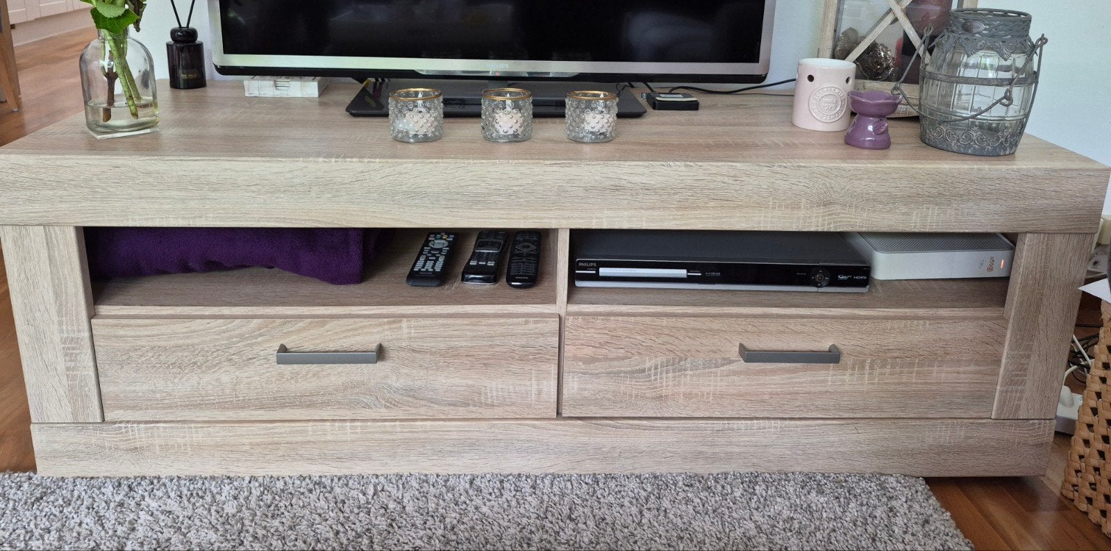Mooie TVkast EN bijzettafel/salontafel licht hout., Ophalen, 100 tot 150 cm, Zo goed als nieuw, Minder dan 100 cm