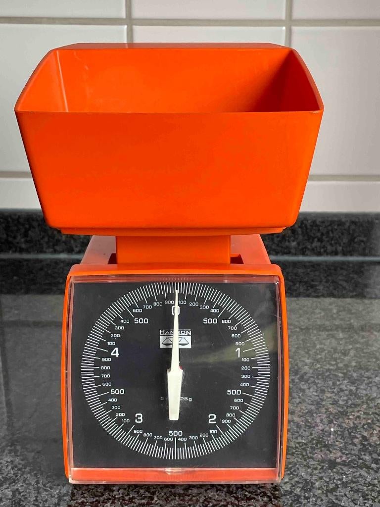 Keukenweegschaal Hanson Vintage Retro Jaar 70 in Oranje 5 kg, Overige typen, Kunststof, Ophalen of Verzenden, Zo goed als nieuw