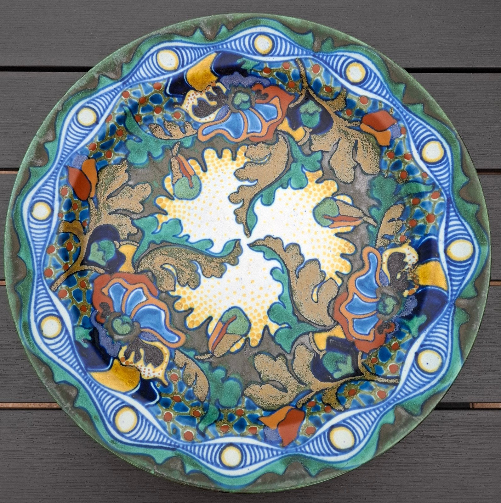 Zeldzaam mooi groot Gouda plateel Corona wandbord, Antiek en Kunst, Ophalen of Verzenden
