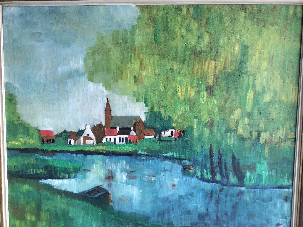 Groot kleurrijk schilderij, Ophalen