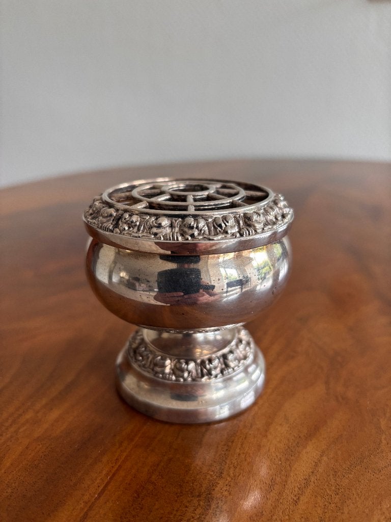 Vintage verzilverde rosebowl / rozensteker Ianthe of England, Ophalen of Verzenden