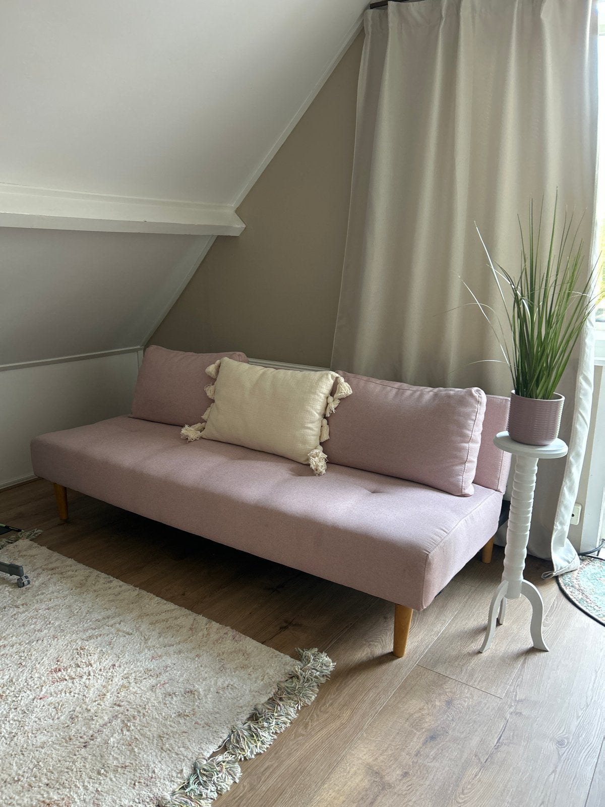 Roze slaapbank, Ophalen, Eenpersoons, 150 tot 200 cm, 75 tot 100 cm