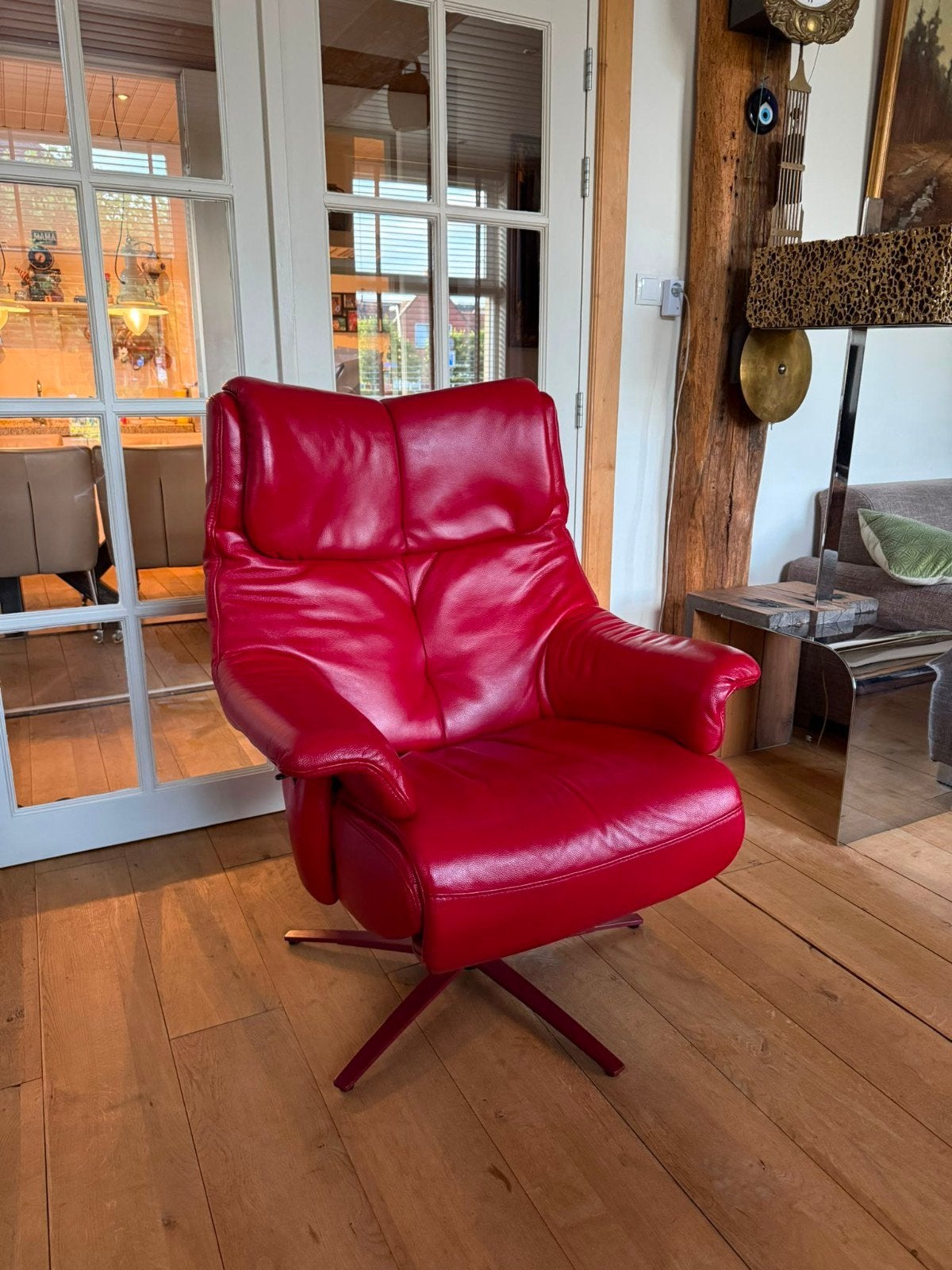 Himolla Echt Lederen Fauteuil -, Ophalen of Verzenden, Zo goed als nieuw, 50 tot 75 cm, Leer