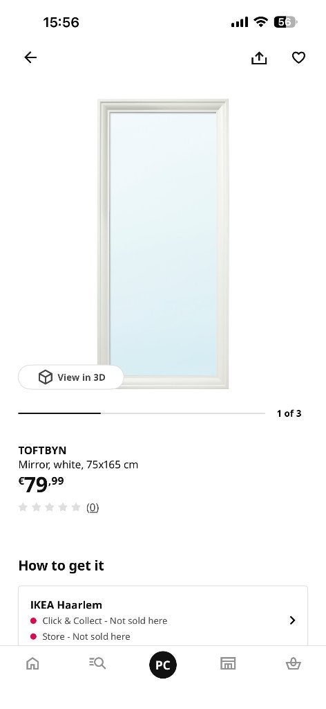 Ikea Toftbyn spiegel, Huis en Inrichting, Woonaccessoires | Spiegels, Ophalen, Minder dan 50 cm, Zo goed als nieuw, Minder dan 100 cm