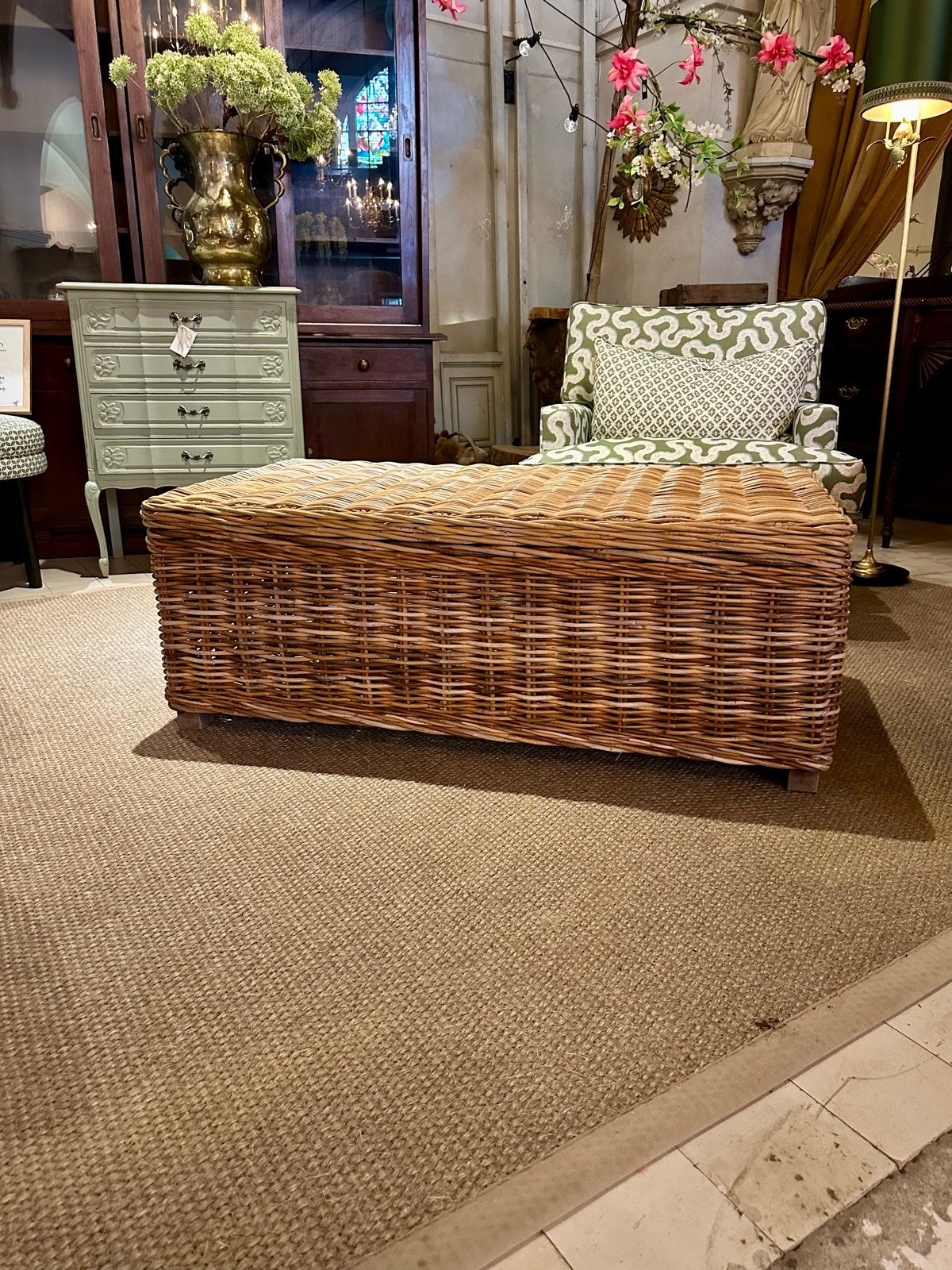 Rotan mand / kist - Vintage opbergkist of salontafel, Ophalen, Overige materialen, Gebruikt, 100 tot 150 cm