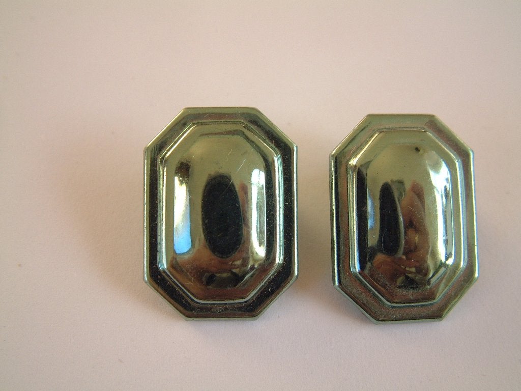 Vintage groene metalic clip oorbellen, Sieraden, Tassen en Uiterlijk, Oorbellen, Ophalen of Verzenden, Groen, Overige materialen