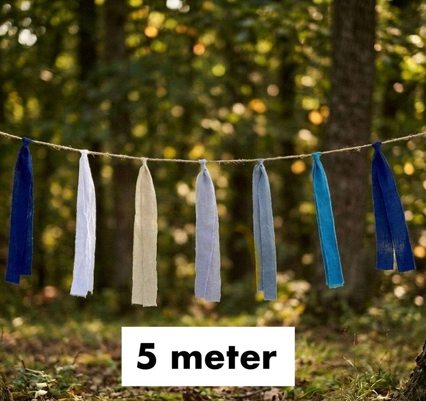 Nieuwe stoffen slinger 5 meter (blauw tinten), Ophalen of Verzenden, Nieuw, Versiering, Geboorte of Huwelijk