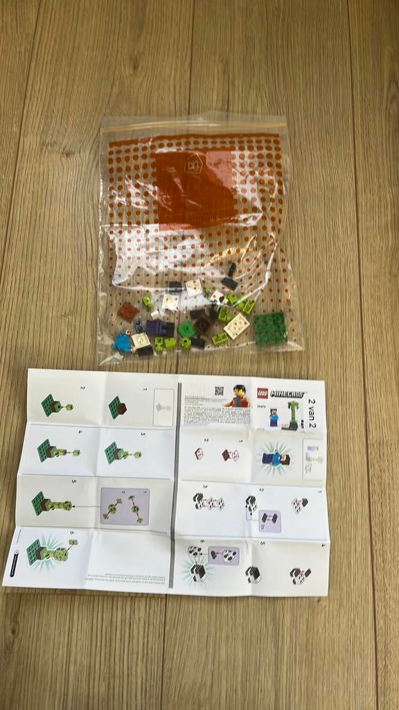 Steve en babypanda Minecraft lego., Gebruikt, Minecraft, Lego, Ophalen of Verzenden