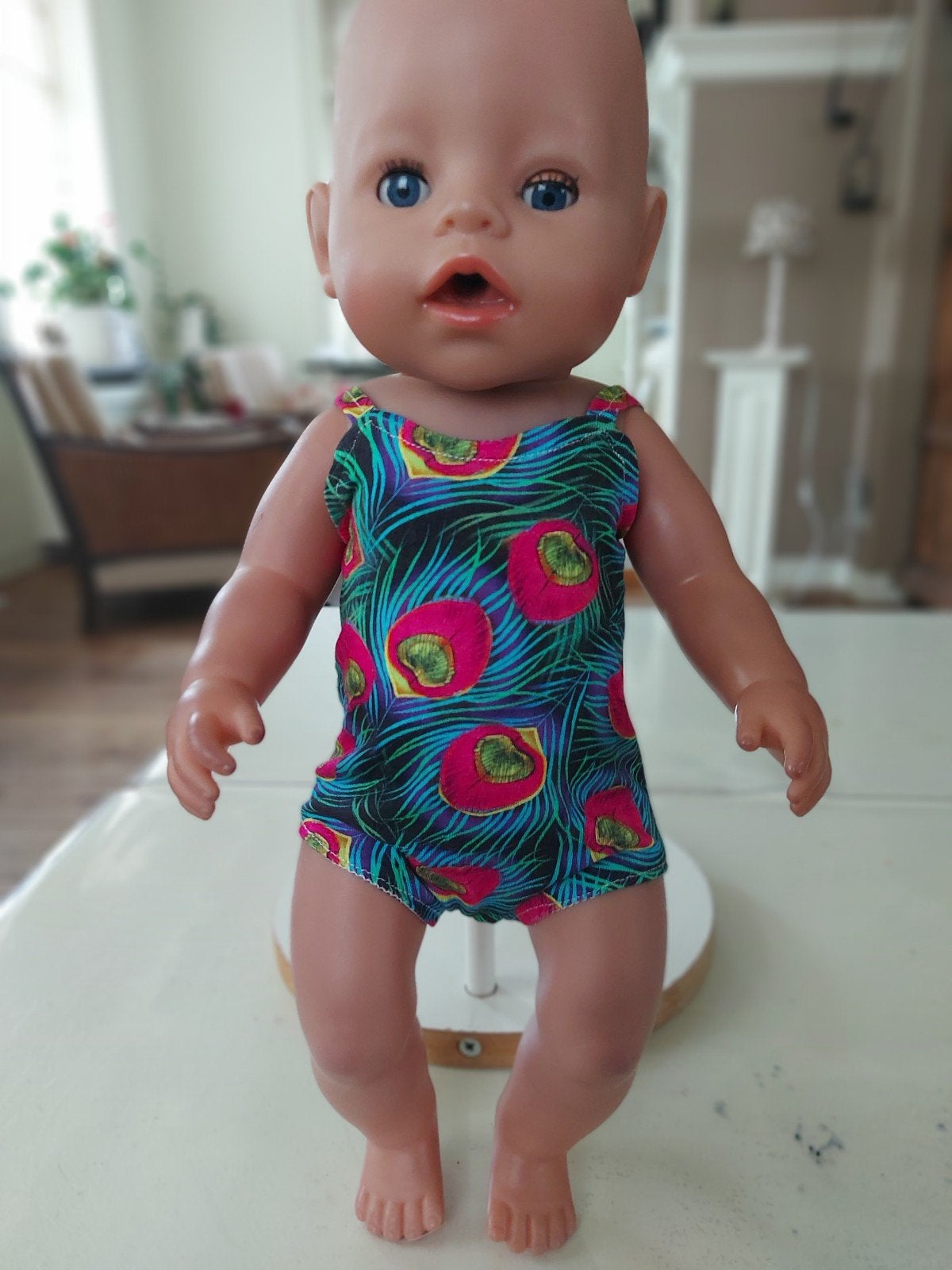 Pauwveren badpak baby born pop 43cm, Ophalen of Verzenden, Nieuw, Babypop