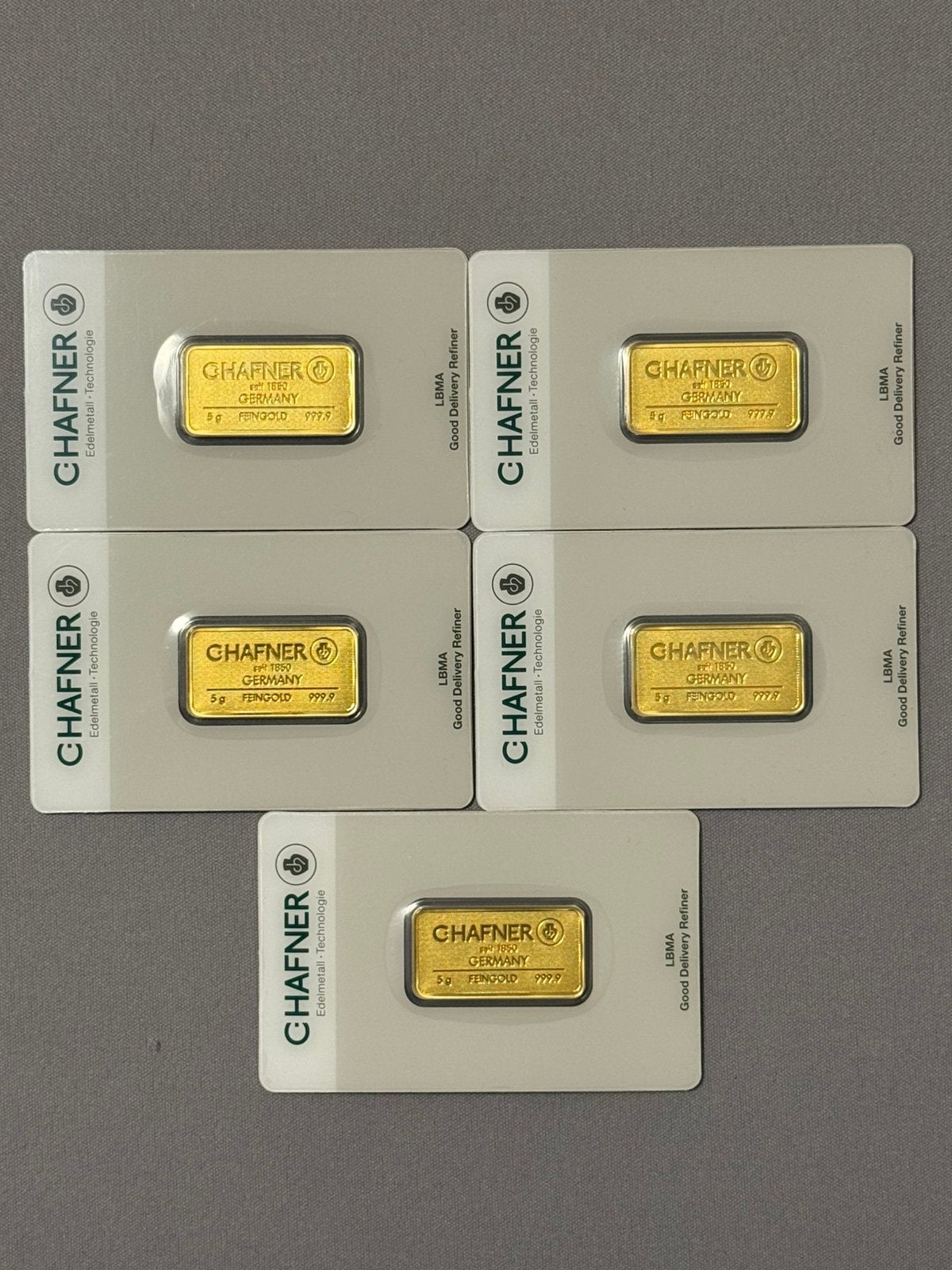 5 gram C. Hafner goud baartjes, Ophalen, Goud