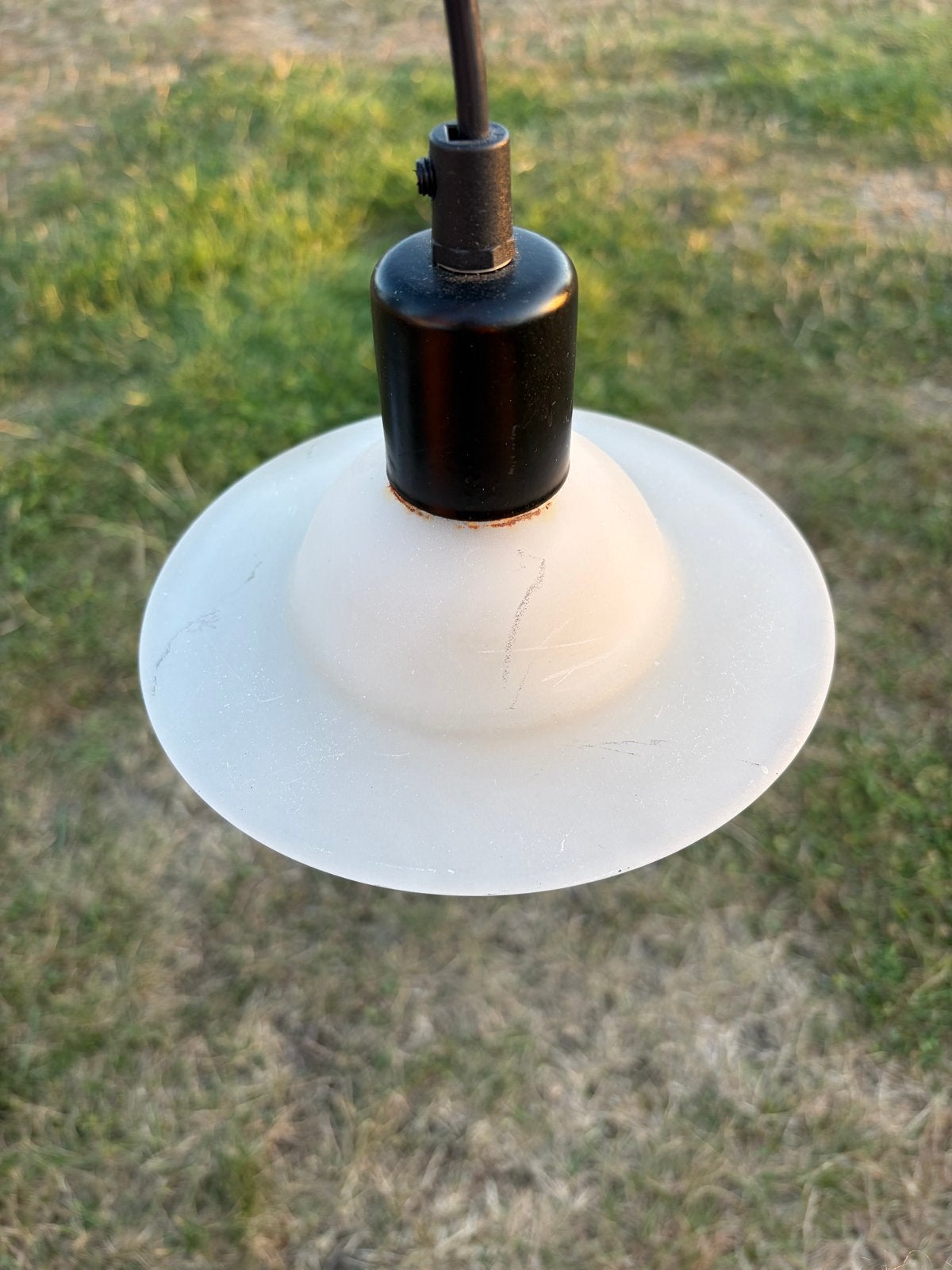 Twee vintage Massive “ufo” lampen uit de jaren 80, Ophalen of Verzenden, Gebruikt, Glas