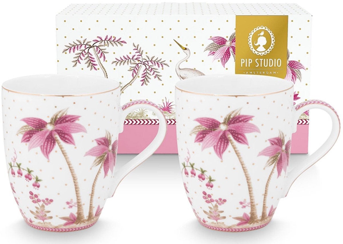 Set van 2 Pip Studio Gold Pink mokken 350 ml nieuw, Goud, Nieuw, Ophalen of Verzenden, Steen/keramiek