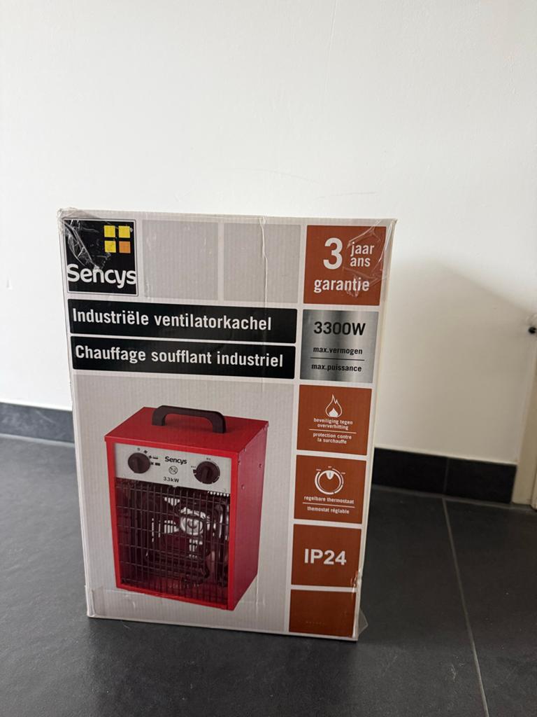 Sencys Industriële Ventilatorkachel 3300W - Nieuw in doos, Doe-het-zelf en Verbouw, 30 tot 80 cm, Kachel, Minder dan 60 cm, Ophalen of Verzenden