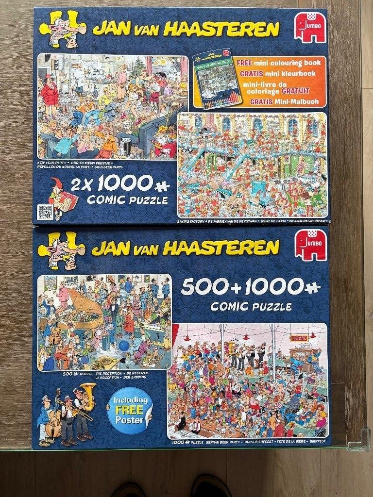 Puzzle's Jan van Haasteren Combi 1000 en 500 stukjes.  (S), Ophalen of Verzenden, 500 t/m 1500 stukjes, Zo goed als nieuw, Legpuzzel