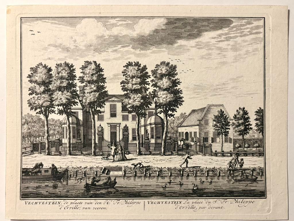 Kopergravure Vechtestein, Antiek en Kunst, Kunst | Etsen en Gravures, Ophalen of Verzenden