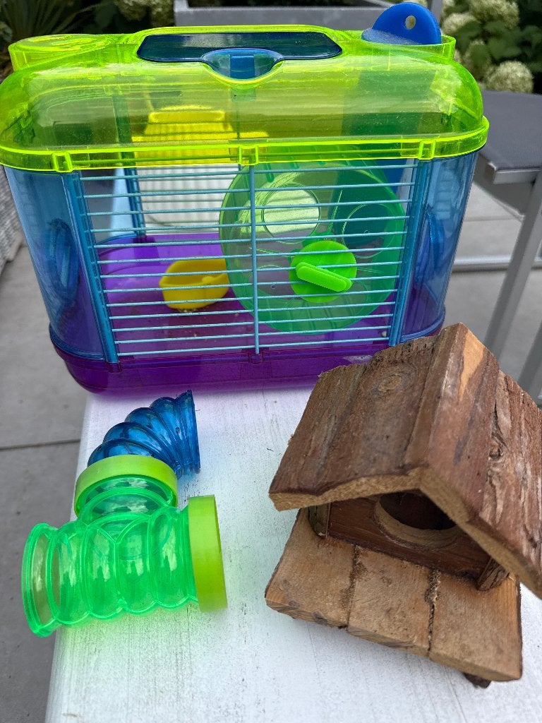 Hamsterkooi met toebehoren, Dieren en Toebehoren, Knaagdieren en Konijnen | Toebehoren, Ophalen, Zo goed als nieuw, Overige typen