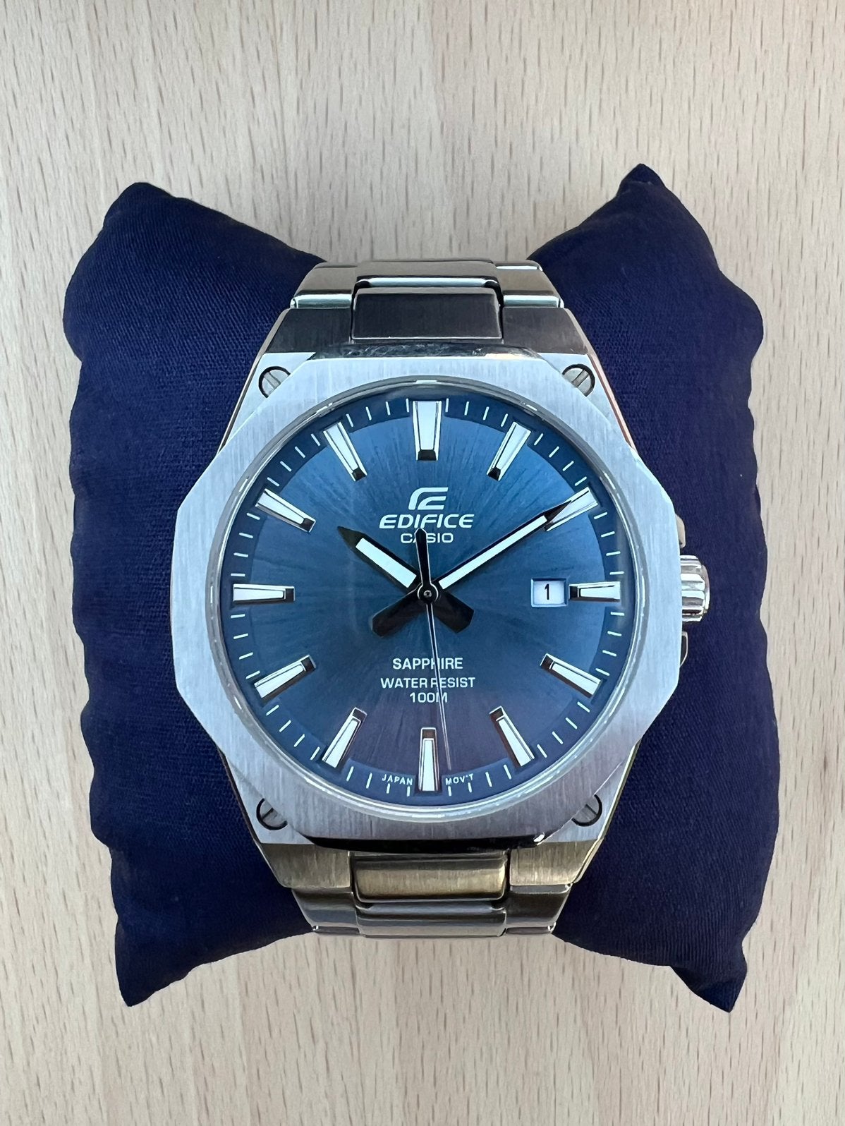 Casio Edifice EFR-S108D Blue, Ophalen of Verzenden, Zo goed als nieuw, Staal, Casio