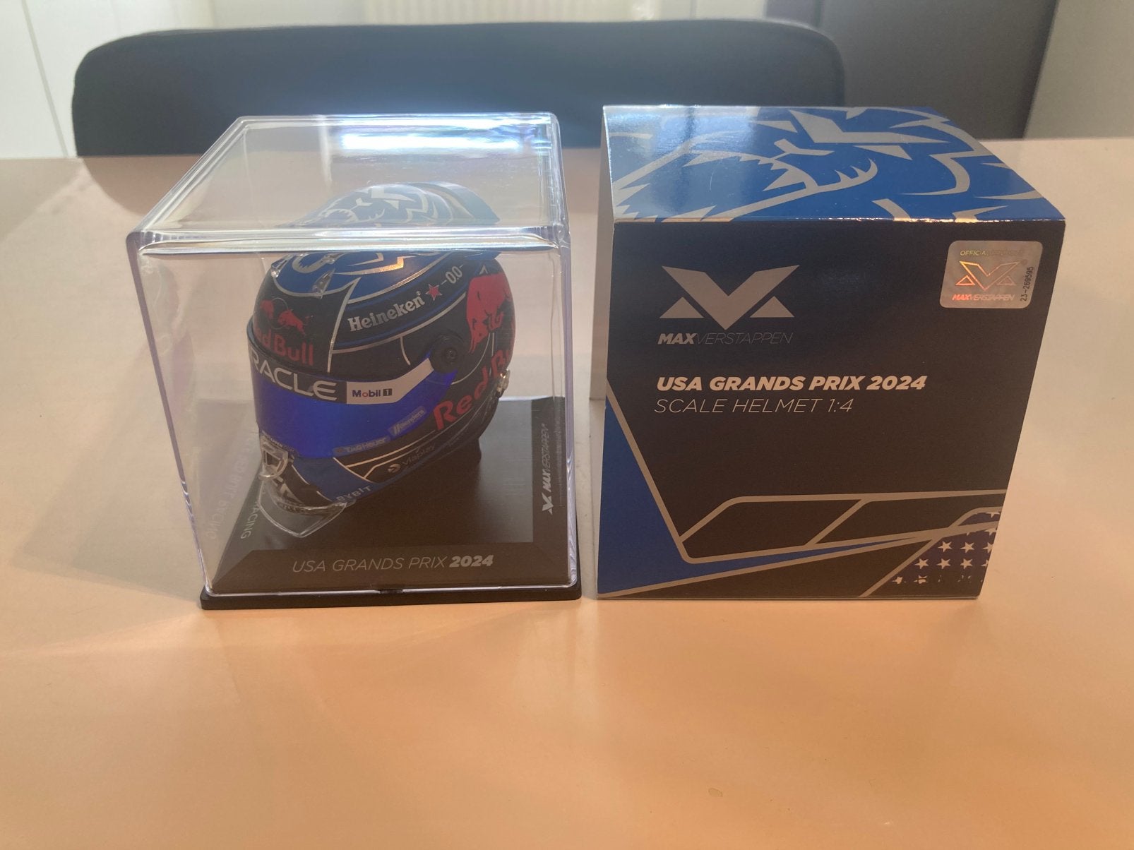 Max Verstappen helm 1/4 usa grands prix 2024, Ophalen of Verzenden, Nieuw, Formule 1