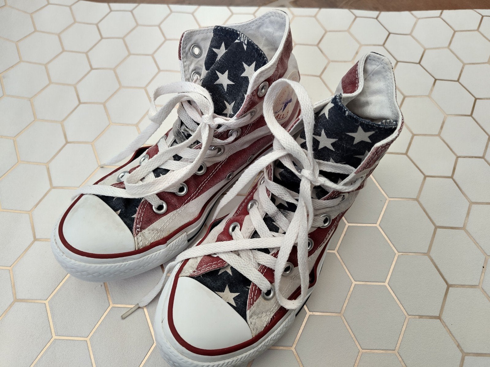 Converse All Star sneakers, vintage Amerikaans vlag maat 38, Converse, Ophalen of Verzenden, Sneakers of Gympen, Gedragen