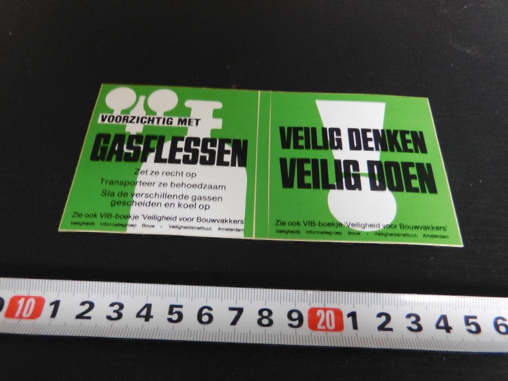 sticker set voorzichtig met gasflessen Veilig denken veilig, Verzamelen, Ophalen, Zo goed als nieuw