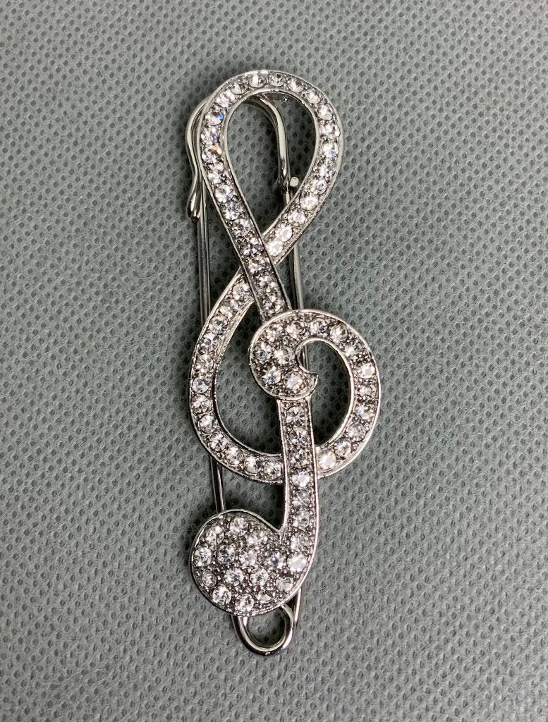Broche muzieknoot gsleutel / solsleutel zilverkleurig, Overige materialen, Verzenden, Zo goed als nieuw, Zilver