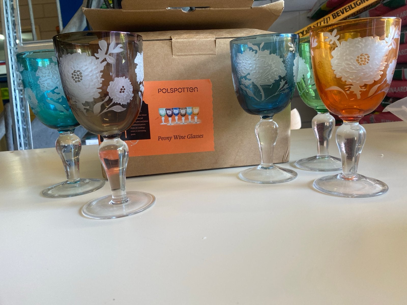 Polspotten Peony Wijnglazen - 5 stuks (nieuw), Onbekend, Nieuw, Ophalen of Verzenden, Onbekend