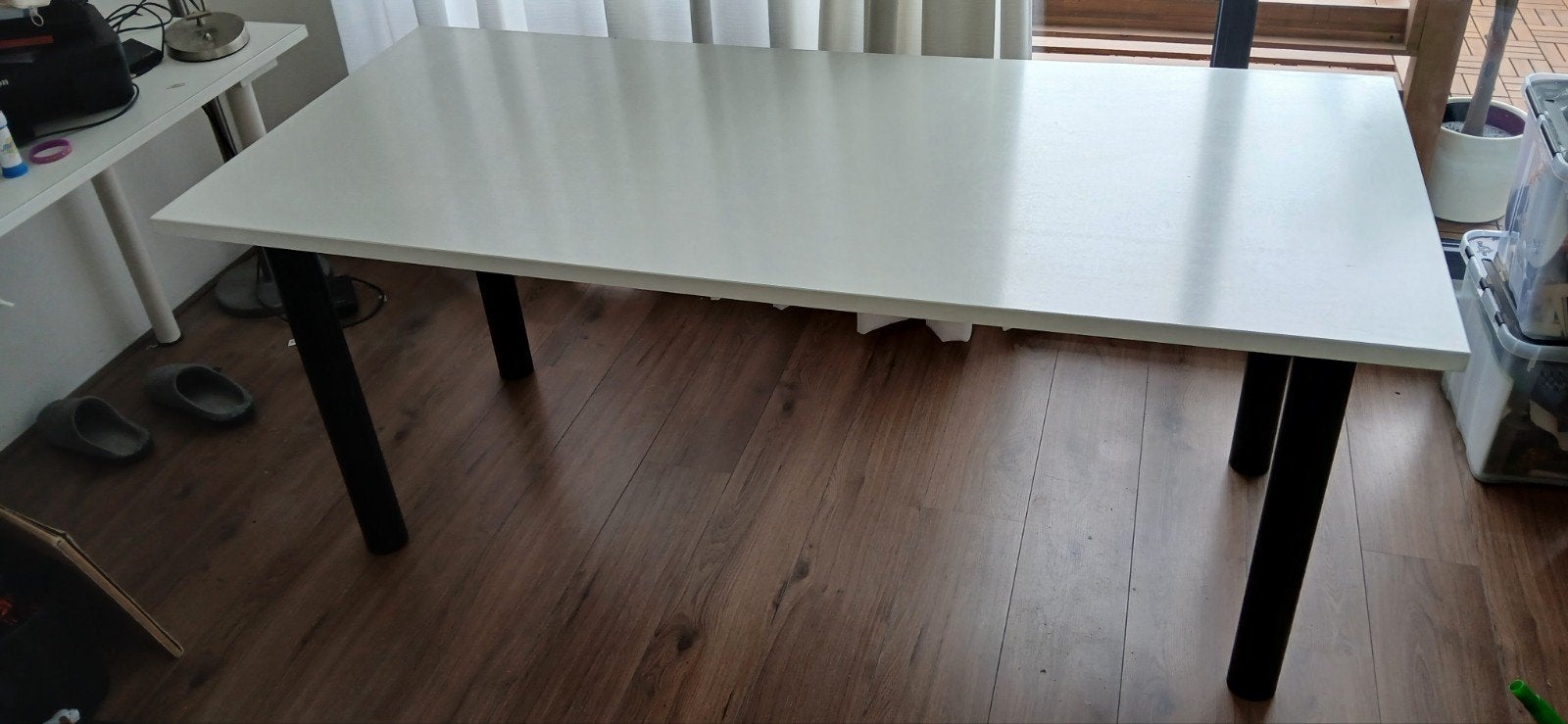 Wit tafelblad met zwarte poten - Gebruikt, Huis en Inrichting, Tafelonderdelen, Ophalen, Gebruikt, 50 tot 100 cm, Modern