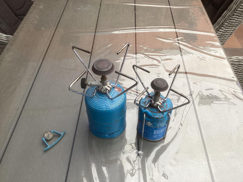 Campinggasfles met enkele brander., Ophalen, Gebruikt