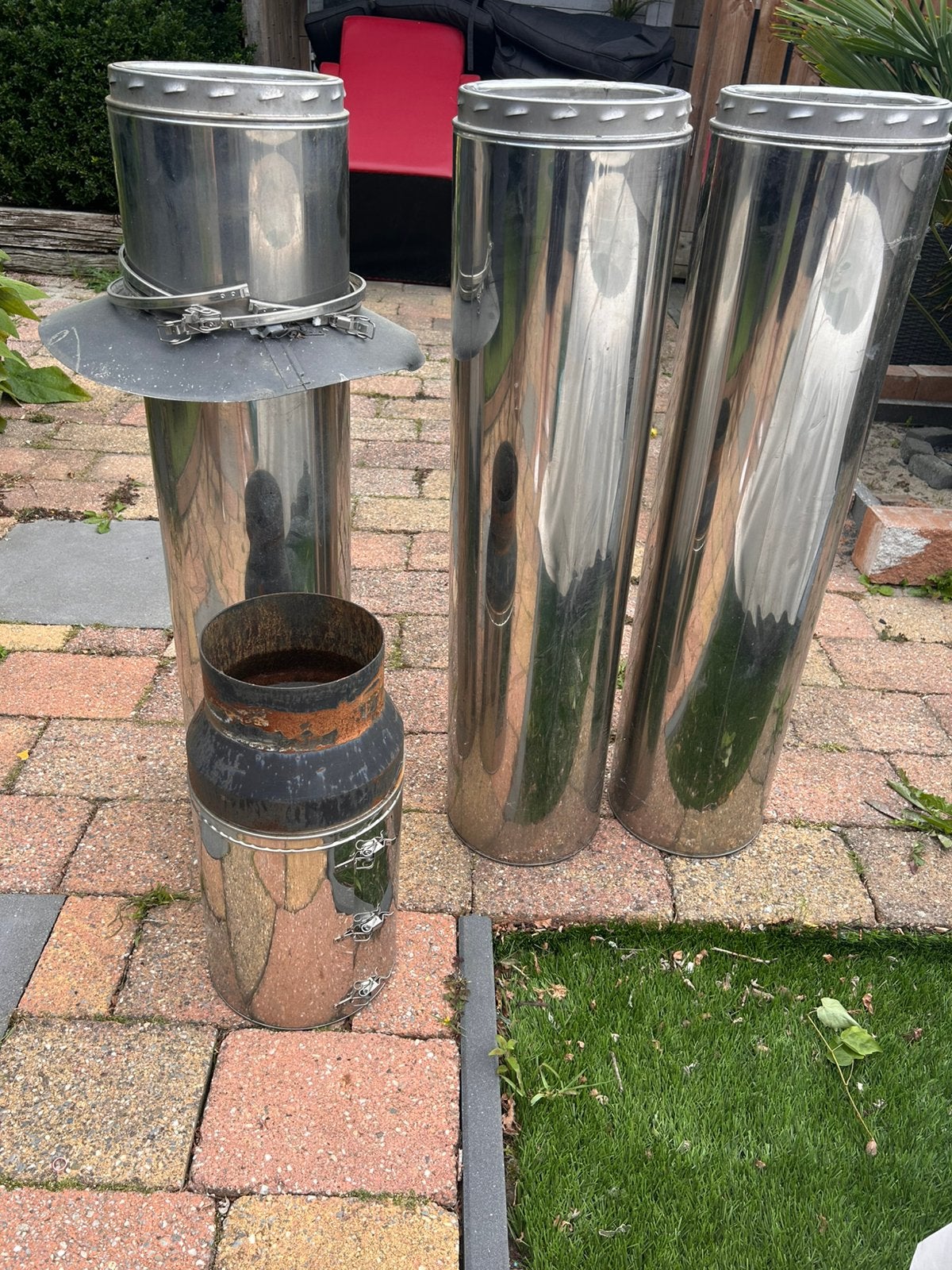 RVS dubbelwandige pijp 200mm, Doe-het-zelf en Verbouw, Ventilatie en Afzuiging, Ophalen, Zo goed als nieuw, Ventilator en Afzuiger