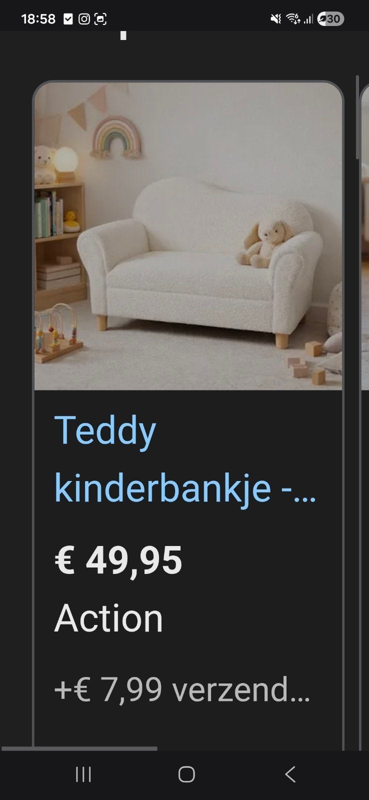 Nieuw kinderbankje van Action - Teddy stof, Ophalen of Verzenden, Nieuw, Stoel