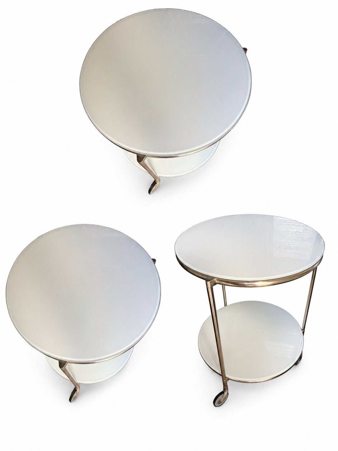 Ikeas STRIND Vintage bijzettafel, Minder dan 55 cm, Metaal of Aluminium, Rond, Zo goed als nieuw
