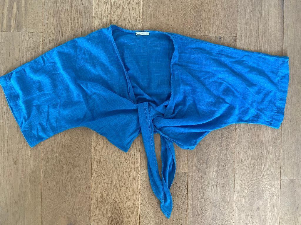 Korte Wikkelblouse | katoen | kobalt blauw | maat S, Blauw, Zo goed als nieuw, Maat 36 (S), Bershka