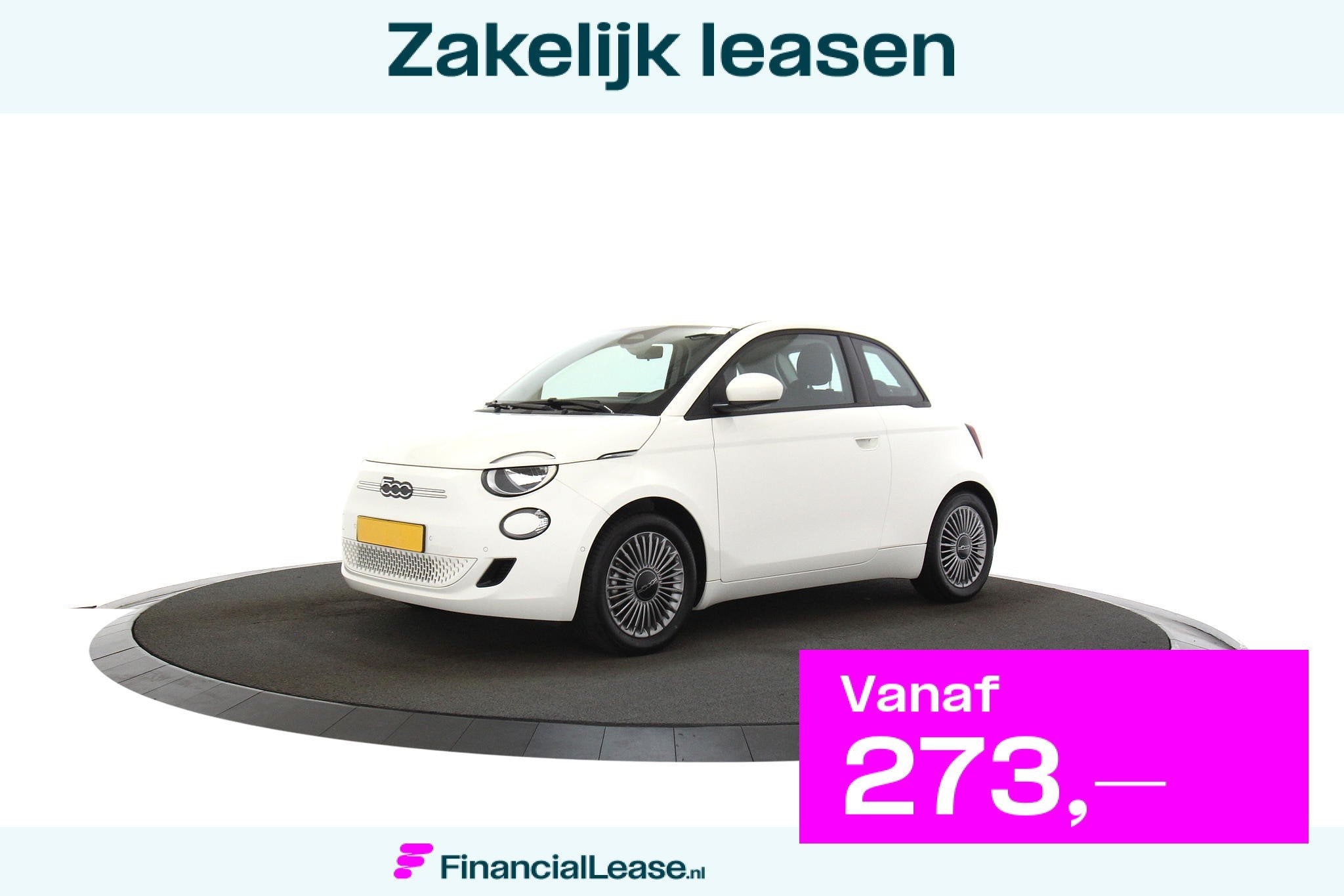 Fiat E-500 RED 42 kWh Apple carplay ecc lm 16'' Virtual cock, Gebruikt, 118 pk, 4 stoelen, Wit