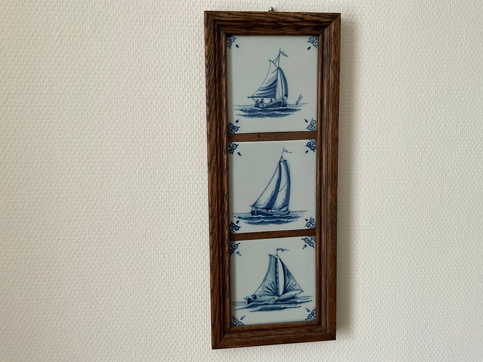 Delfts Blauw Tegeltableau met Zeilschepen - Makkum, Ophalen of Verzenden