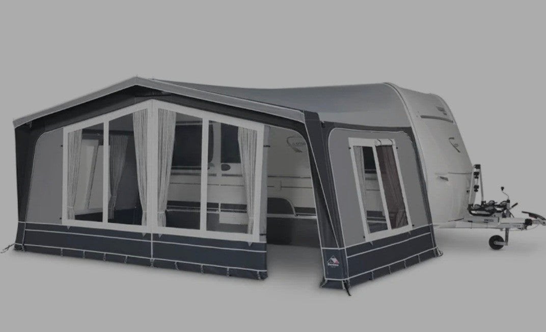 Ruime voortent met luifel voor caravan Dorema maat 11., Ophalen, Zo goed als nieuw, Polyester, Overige merken