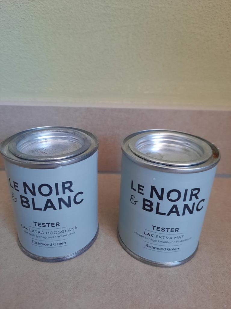 Le Noir & Blanc lak testers Richmond Green, Doe-het-zelf en Verbouw, Ophalen, Nieuw, Lak, Minder dan 5 liter