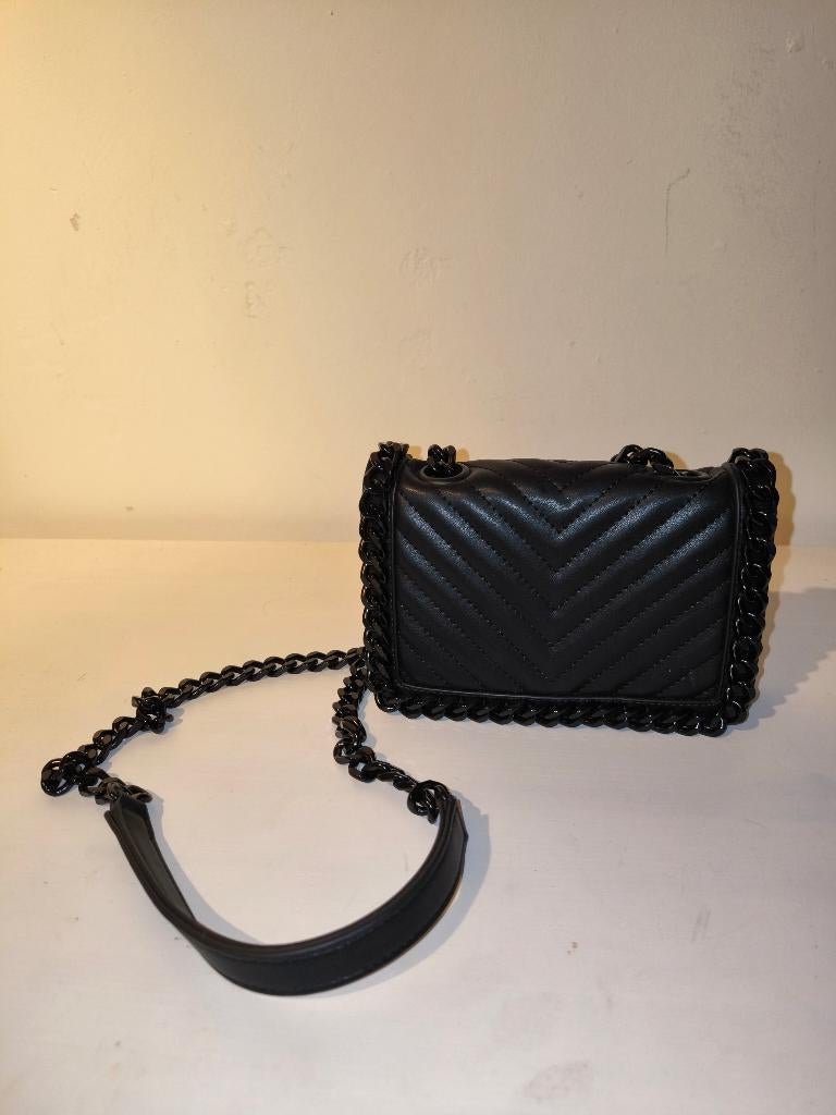 Aldo Greenwald Black Mini Chain Tas, Sieraden, Tassen en Uiterlijk, Ophalen of Verzenden, Zo goed als nieuw, Zwart, Schoudertasje