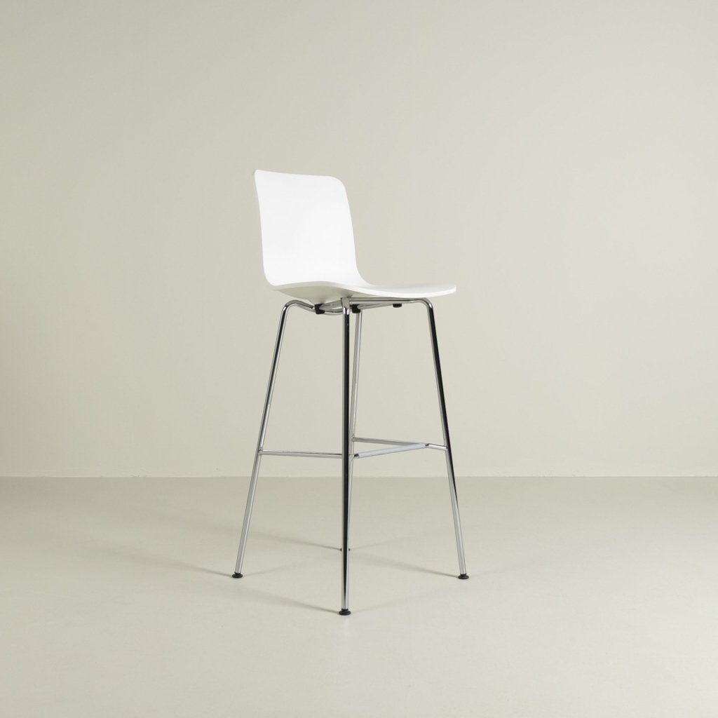 Vitra HAL Stool Medium Barkruk Wit Kunststof - Chroom