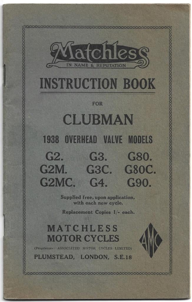 Matchless Clubman G2 G3 G80 manual 1938 (3477z), Motoren, Verzenden, Overige merken