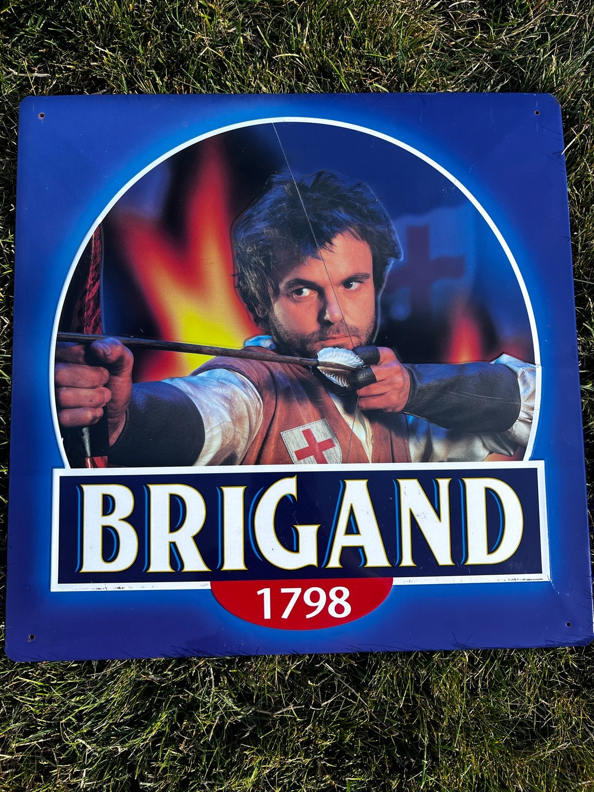 Brigand 1798 Reclamebord - Vintage Brouwerij Decoratie, Ophalen of Verzenden, Gebruikt, Reclamebord