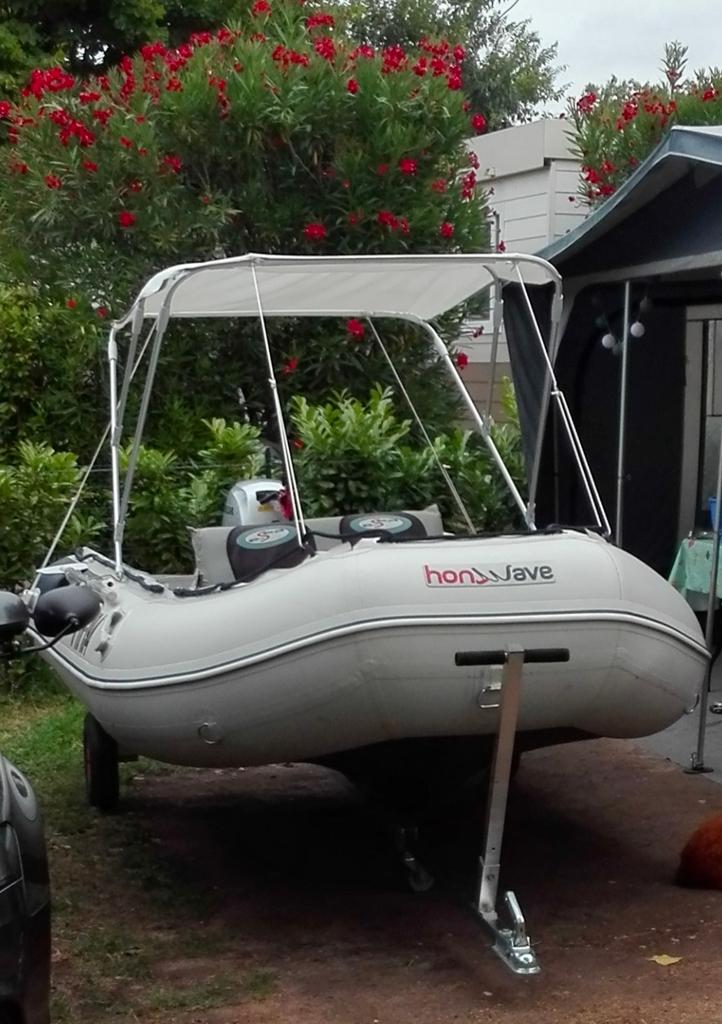 2x rubberboot  Zodiac Aero 310 6pk    Honwave + Honda 15 pk, Watersport en Boten, Rubberboten, Ophalen of Verzenden, Benzine, Aluminium