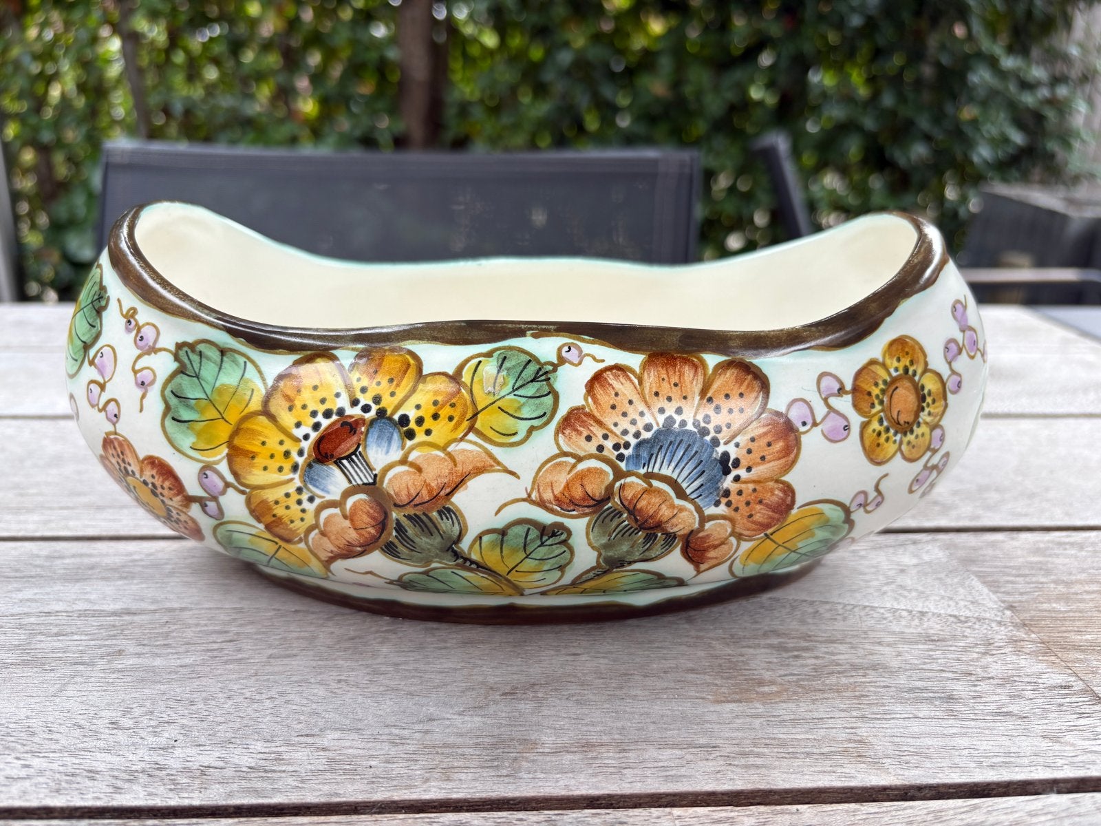 Antieke Regina Gouda Holland Bloempot - Handgeschilderd, Antiek en Kunst, Ophalen of Verzenden