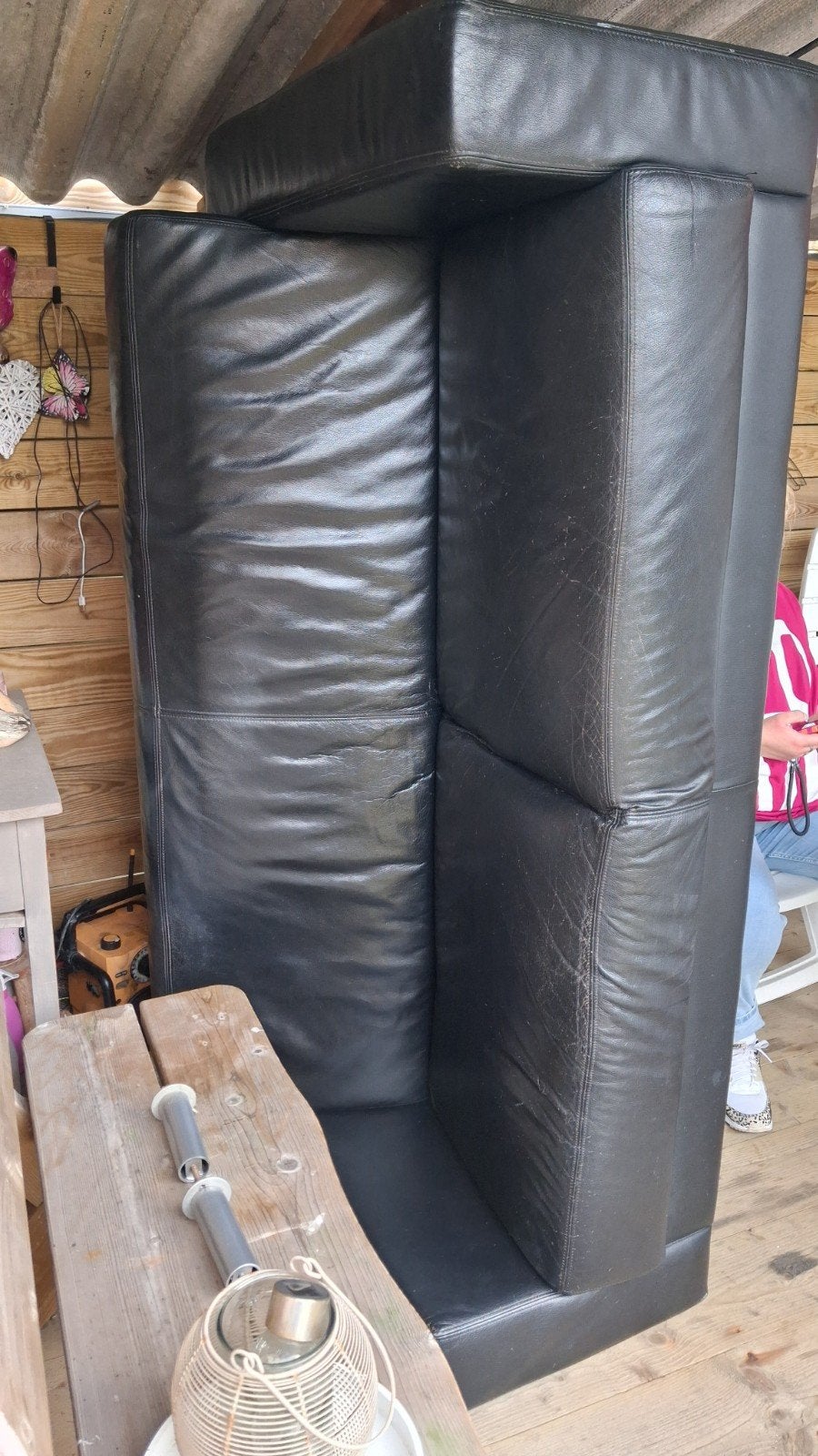 gratis bankstel, Ophalen, Gebruikt, 75 tot 100 cm, Leer