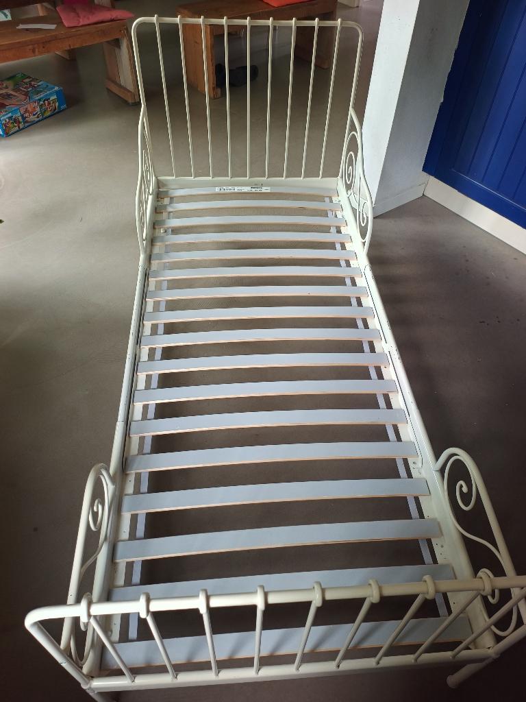 Ikea Minnen metalen bed, meegroeibed, uitschuifbed, Ophalen, Gebruikt, 70 tot 85 cm, Matras