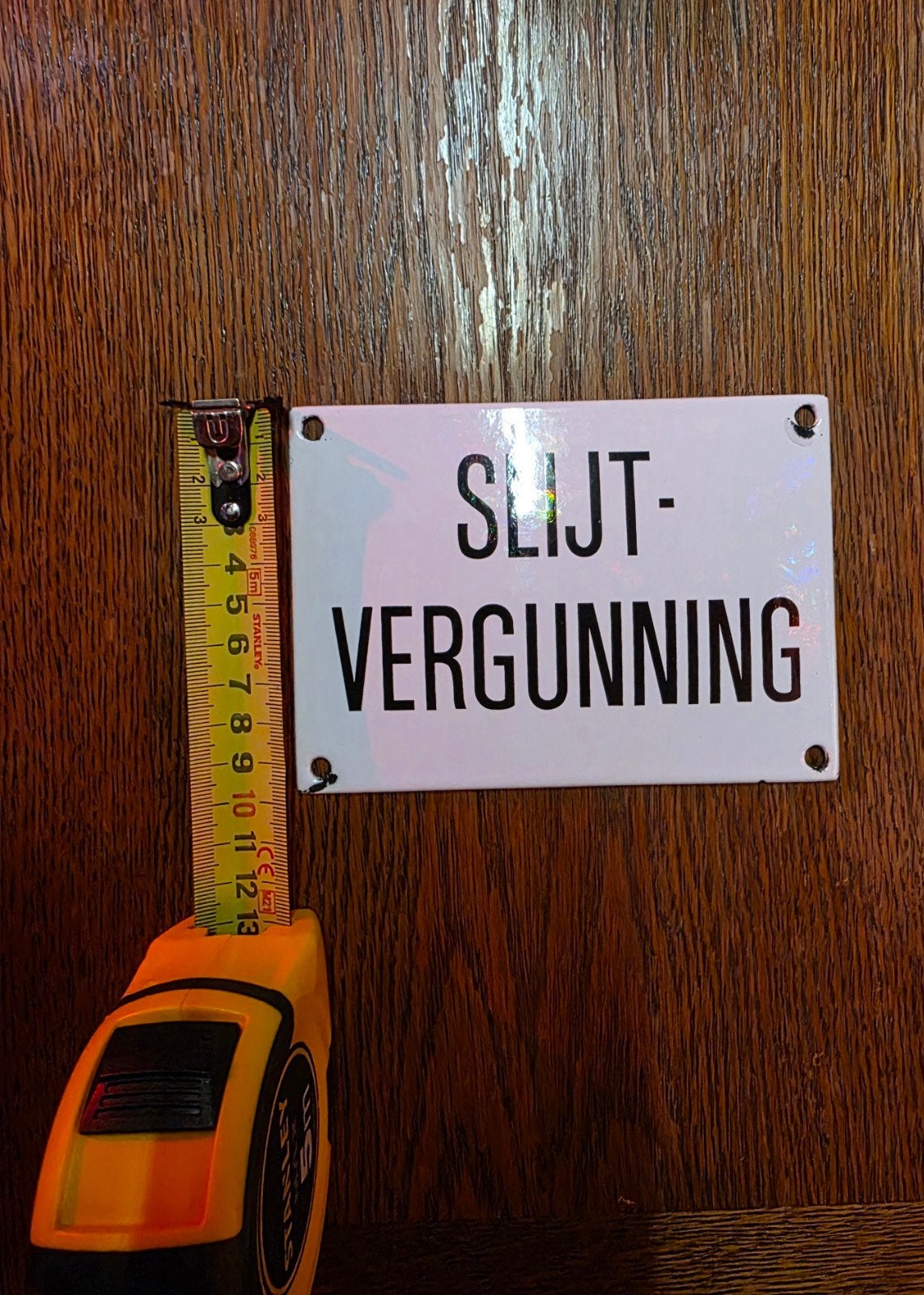 Vintage Emaille Slijtvergunning Bord, Antiek en Kunst, Ophalen