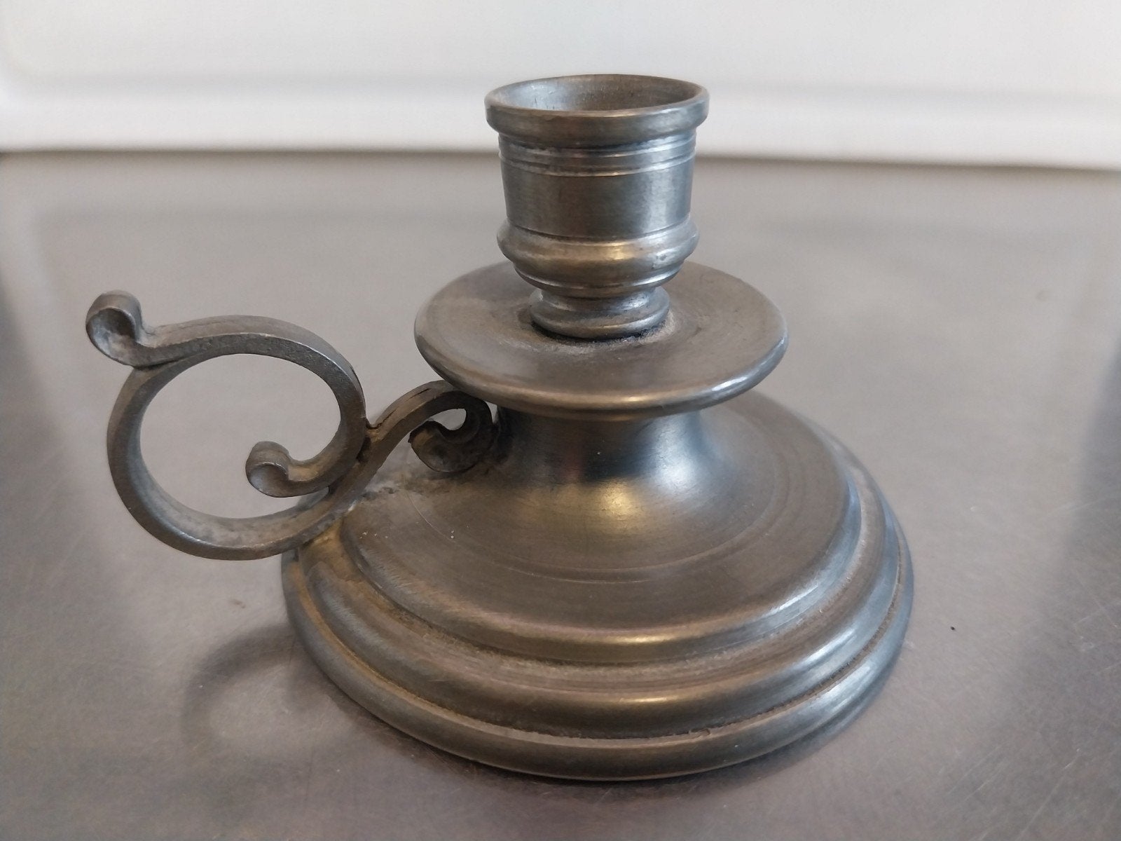 Tinmen miniatuur kandelaar, Ophalen of Verzenden
