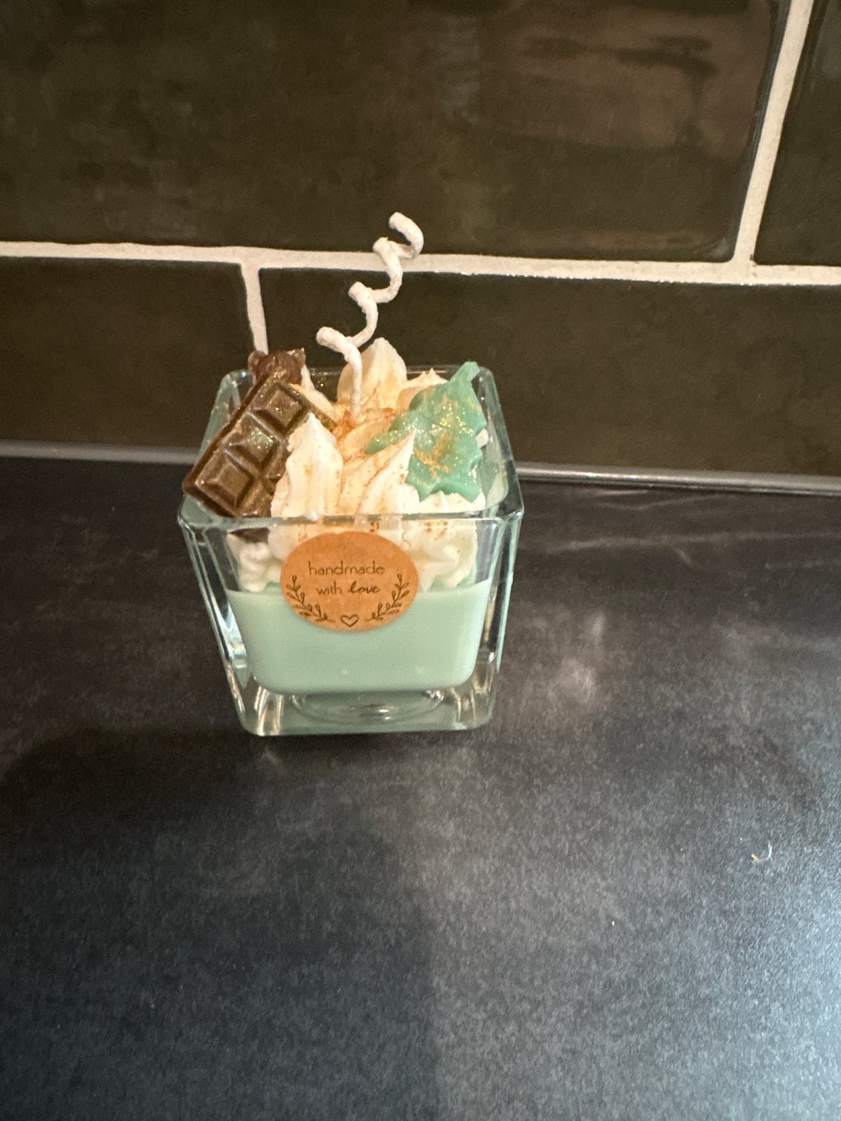 Handgemaakte decoratieve kaars in glas, Meerkleurig, Overige stijlen, Nieuw, Ophalen of Verzenden
