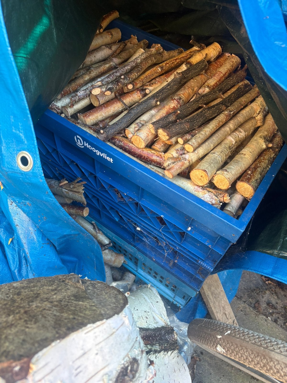 2 kratten berken takken/stammetjes dik en dun, Minder dan 3 m³, Ophalen