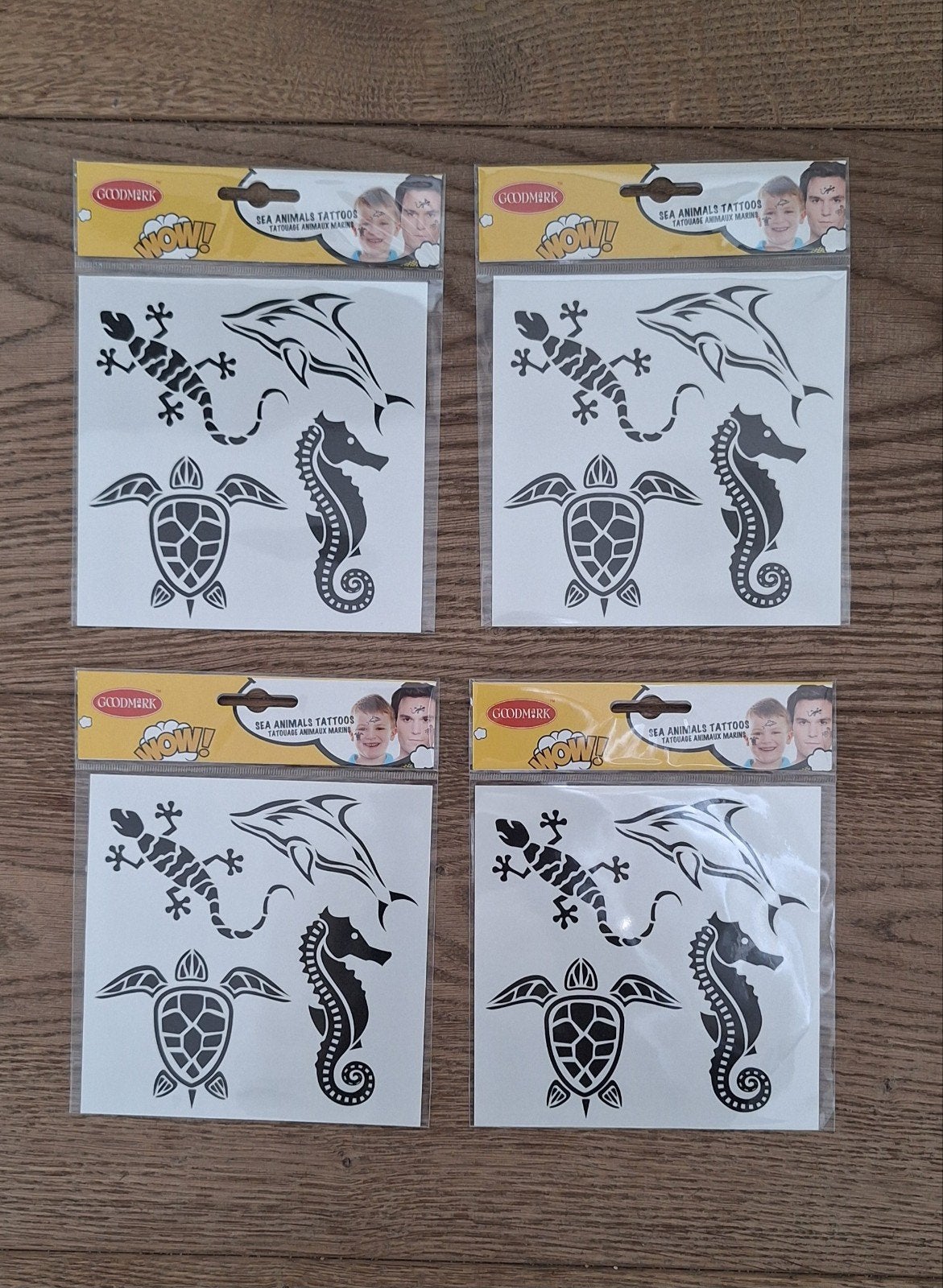 Tatoe plak plaatjes voor kinderen. Zeedieren (4 stuks), Hobby en Vrije tijd, Ophalen of Verzenden, Nieuw, Dieren, Knutselmateriaal