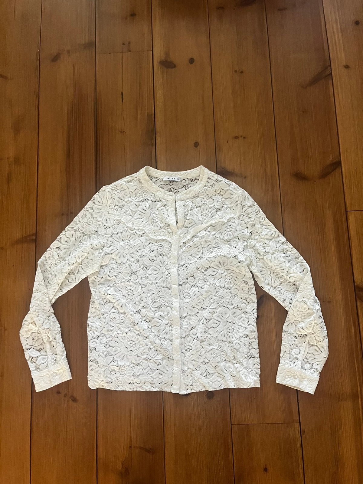 Mooie creme kanten blouse Maicazz, L/XL, Verzenden, Zo goed als nieuw, Maat 46/48 (XL) of groter, Beige